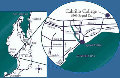 Map to Cabrillo College, Aptos , CA