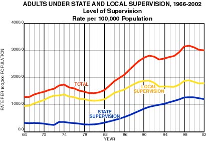 Adults Under State and Local Supervision, 1966-2002