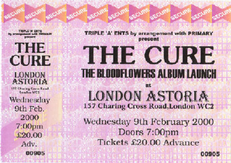 Ticket for Feb. 9th in London, England
