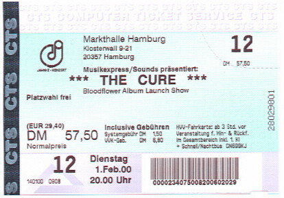 Ticket for the Hamburg show