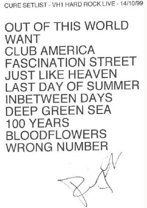 Photo of Laura's Setlist (Signed by Roger)