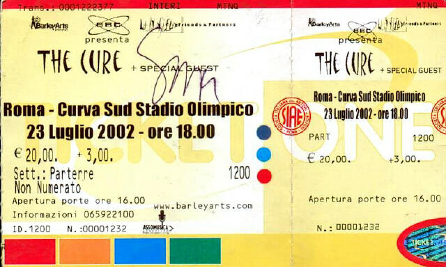 Rome ticket autographed by Simon